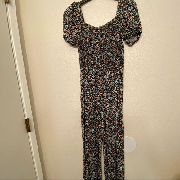 Stitch & Pine floral print smocked lightweight summer 
Jumpsuit wide leg L 14 - Picture 3 of 10
